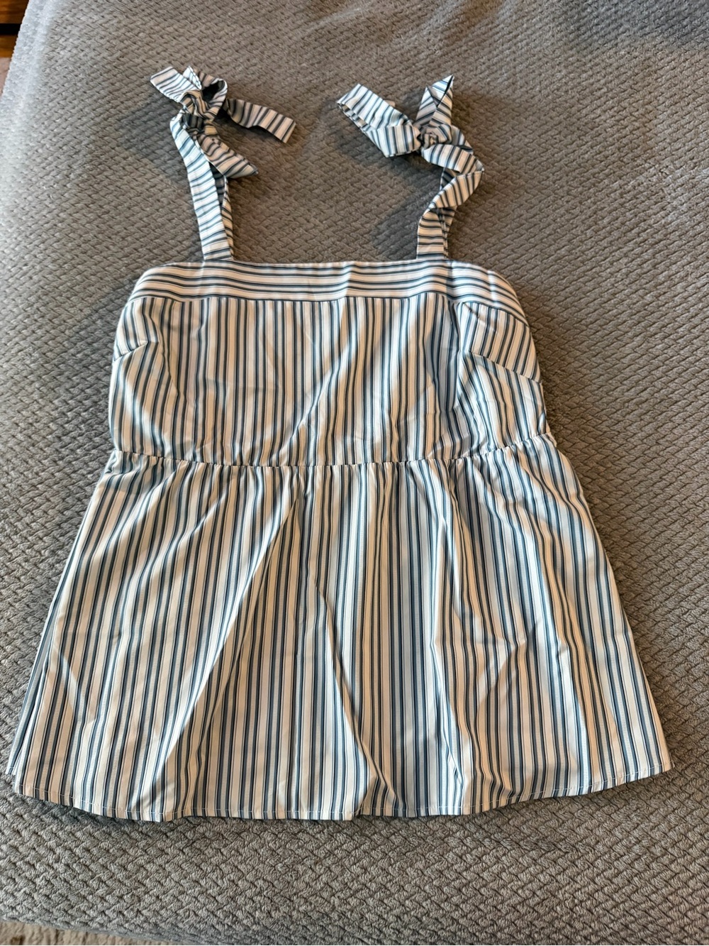 BloomChic Blue and White Striped Tie-Shoulder Peplum Top